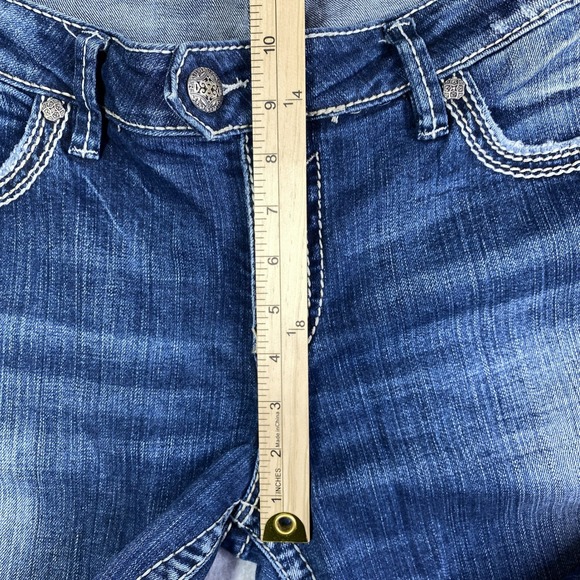 Silver Jeans Tuesday Mid Capri Women 28 Blue Stretch Embroidered W42114SJL405 - Picture 10 of 16